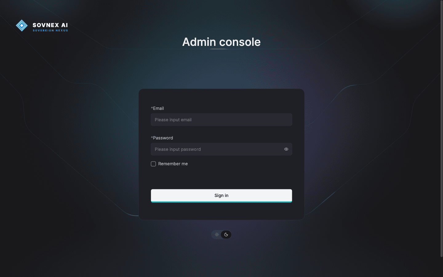 Admin console sign-in page