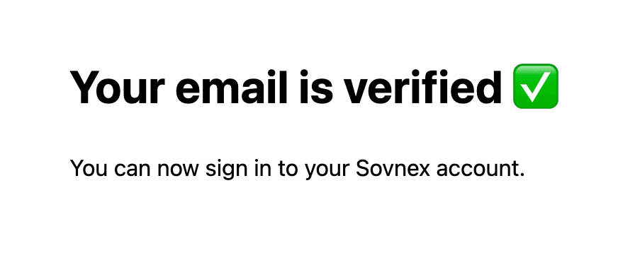 Email verified confirmation on the web portal
